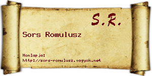 Sors Romulusz névjegykártya